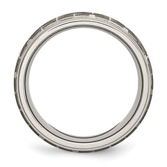 Chisel Titanium Brushed and Polished Laser Design 8mm Ridged Edge Band