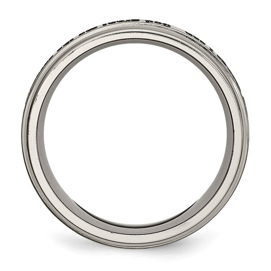 Chisel Titanium Brushed and Polished Serenity Laser Design 8mm Ridged Edge Band
