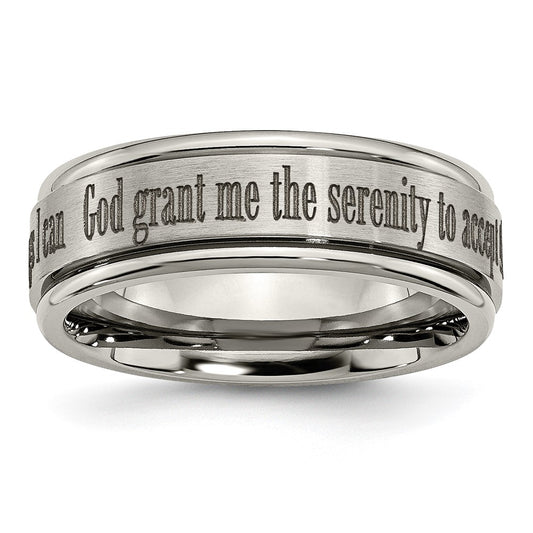 Chisel Titanium Brushed and Polished Serenity Laser Design 8mm Ridged Edge Band