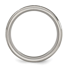 Chisel Titanium Brushed and Polished Cross Laser Design 8mm Ridged Edge Band
