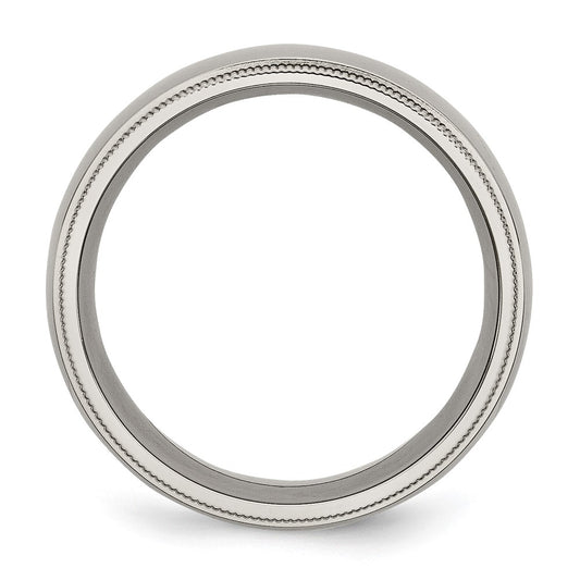 Chisel Titanium Polished 8mm Grooved and Beaded Edge Band