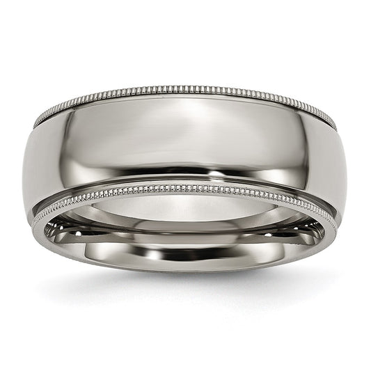 Chisel Titanium Polished 8mm Grooved and Beaded Edge Band