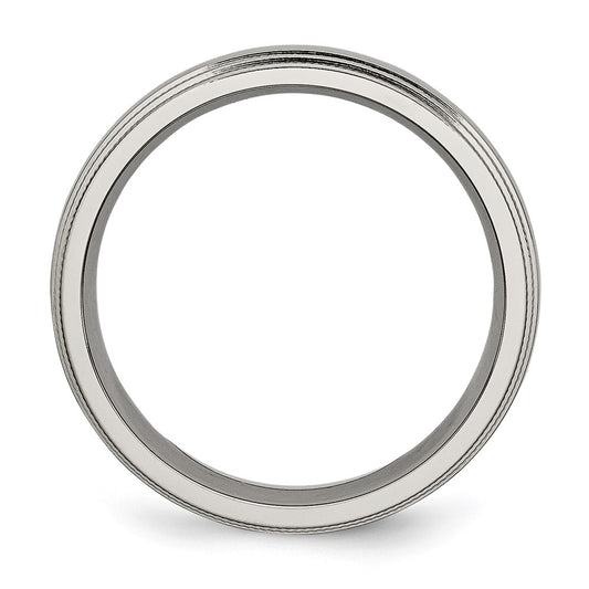 Chisel Titanium Polished 6mm Grooved and Beaded Edge Band