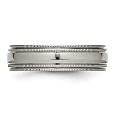 Chisel Titanium Polished 6mm Grooved and Beaded Edge Band