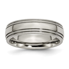 Chisel Titanium Polished 6mm Grooved and Beaded Edge Band