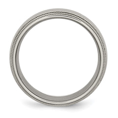 Chisel Titanium Polished 8mm Grooved and Beaded Edge Band
