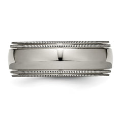 Chisel Titanium Polished 8mm Grooved and Beaded Edge Band