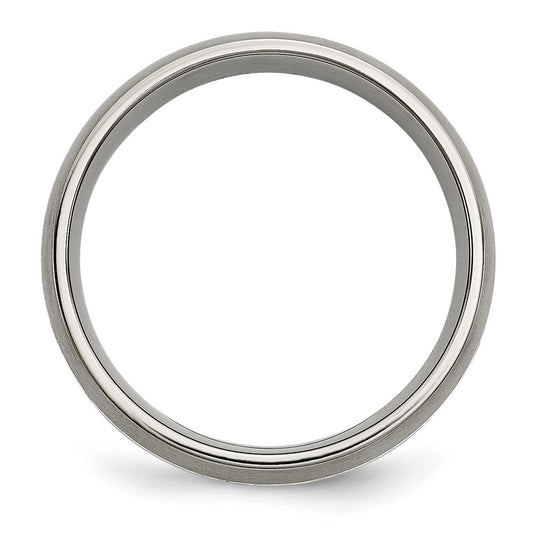 Chisel Titanium Brushed and Polished with Sterling Silver Inlay 7mm Grooved Band