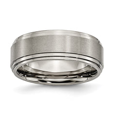 Chisel Titanium Brushed Center 8mm Double Step Ridged Edge Band