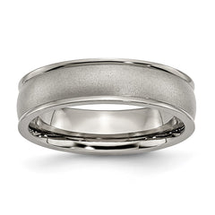 Chisel Titanium Brushed Center 6mm Ridged Edge Band