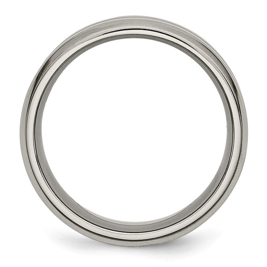 Chisel Titanium Brushed and Polished 8mm Grooved Beveled Edge Band