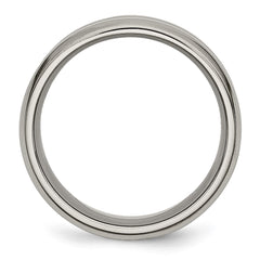 Chisel Titanium Brushed and Polished 8mm Grooved Beveled Edge Band
