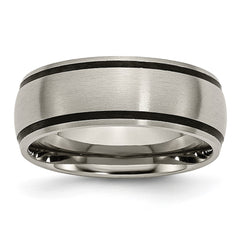 Chisel Titanium Brushed with Black Rubber 8mm Band