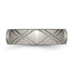 Chisel Titanium Brushed and Polished 6mm Criss-cross Design Band