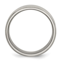 Chisel Titanium Brushed Center 8mm Ridged Edge Band
