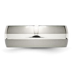 Chisel Titanium Polished with Sterling Silver Inlay 8mm Band