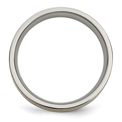 Chisel Titanium Brushed with 14k Gold Inlay 6mm Flat Band