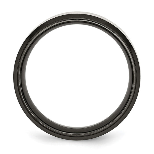 Chisel Titanium Brushed Center Black IP-plated 8mm Beveled Edge Band