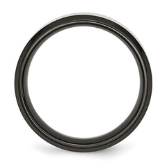Chisel Titanium Brushed Center Black IP-plated 8mm Beveled Edge Band