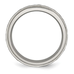 Chisel Titanium Polished and Hammered 6mm Ridged Edge Band