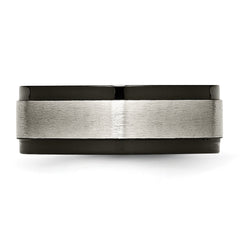Chisel Titanium Brushed Center Black IP-plated 8mm Beveled Edge Band