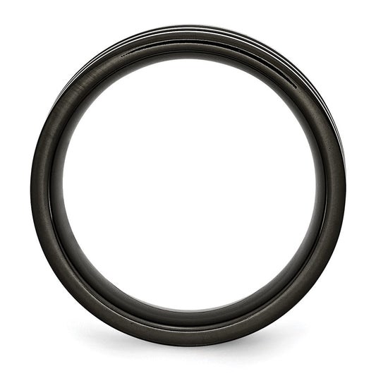 Chisel Titanium Polished Black IP-plated with Grey Carbon Fiber Inlay 8mm Band