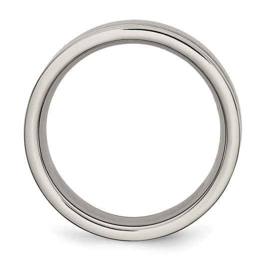 Chisel Titanium Polished with Black Carbon Fiber Inlay 8mm Band