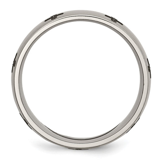 Chisel Titanium Brushed Cross Laser Design 8mm Band