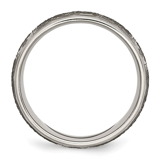Chisel Titanium Brushed Celtic Cross Laser Design 8mm Band