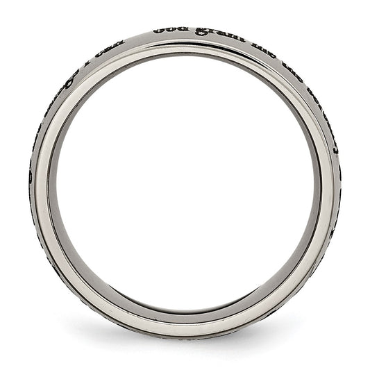 Chisel Titanium Polished Serenity Prayer Laser Design 8mm Band