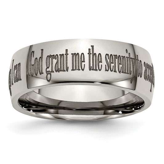Chisel Titanium Polished Serenity Prayer Laser Design 8mm Band