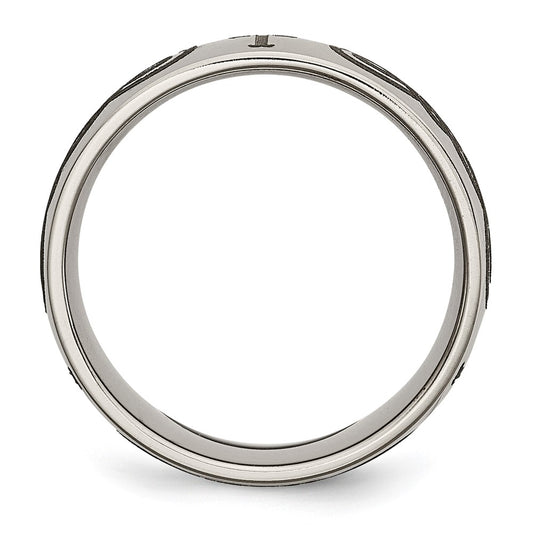 Chisel Titanium Polished Cross Laser Design 8mm Band