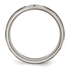 Chisel Titanium Polished Cross Laser Design 8mm Band