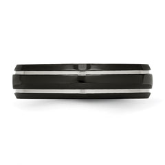 Chisel Titanium Polished Black IP-plated 6mm Grooved Band