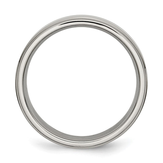 Chisel Titanium Polished 6mm Ridged Edge Band