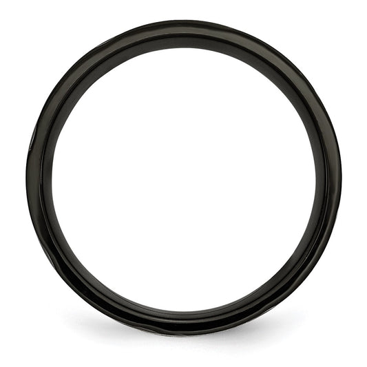 Chisel Titanium Brushed and Polished Black IP-plated Swirl Design 8mm Band