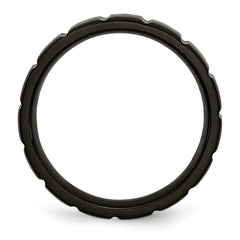 Chisel Titanium Brushed and Polished Black IP-plated 6mm Notched Band