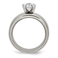 Chisel Titanium Polished with CZ Ring