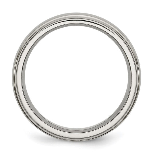TB37_CH Chisel Titanium Brushed Center 7mm Ridged Edge Band