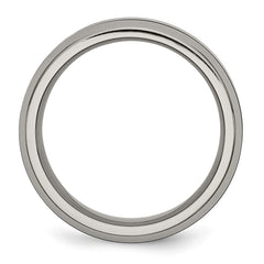 Chisel Titanium Polished with Black Ceramic Center 8mm Beveled Band