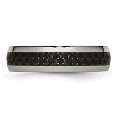 Chisel Titanium Polished with Black Carbon Fiber Inlay 6mm Band