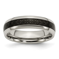 Chisel Titanium Polished with Black Carbon Fiber Inlay 6mm Band