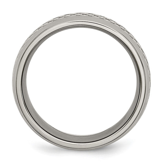 Chisel Titanium Polished with Grey Carbon Fiber Inlay 8mm Band