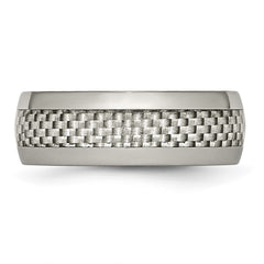 Chisel Titanium Polished with Grey Carbon Fiber Inlay 8mm Band
