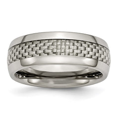 Chisel Titanium Polished with Grey Carbon Fiber Inlay 8mm Band