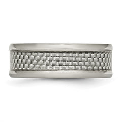 Chisel Titanium Polished with Grey Carbon Fiber Inlay 8mm Band