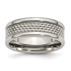 Chisel Titanium Polished with Grey Carbon Fiber Inlay 8mm Band