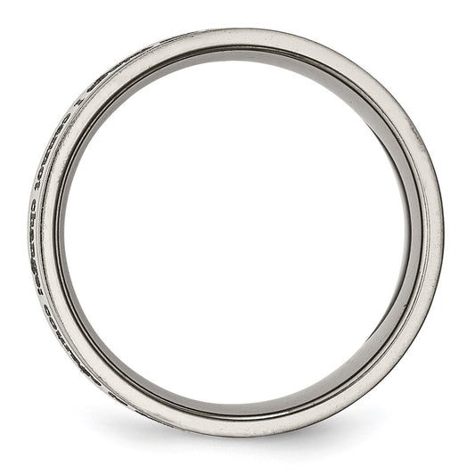 Chisel Titanium Polished Serenity Prayer Laser Design 8mm Flat Band