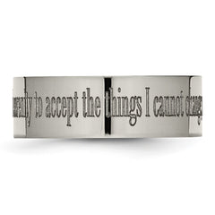 Chisel Titanium Polished Serenity Prayer Laser Design 8mm Flat Band