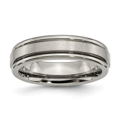 Chisel Titanium Satin and Polished 6mm Grooved Edge Band